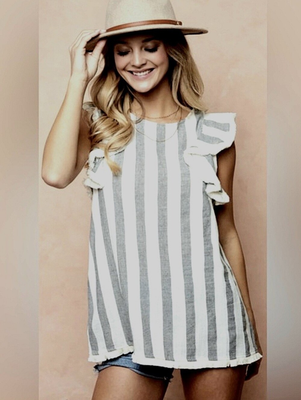 DOE & RAE Frayed Sleeveless Top